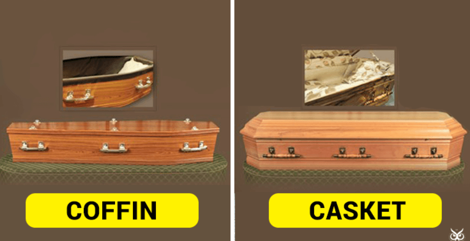 difference between coffin and casket
